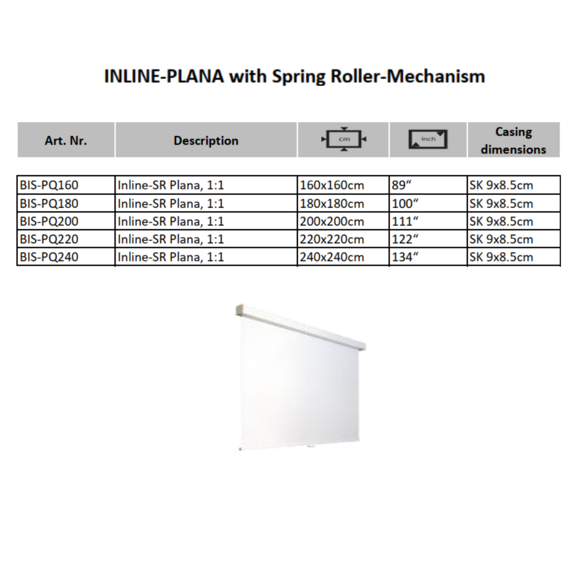 AVSTUMPFL - INLINE-PLANA – Моторизиран Рол-Ъп Проекционен Екран