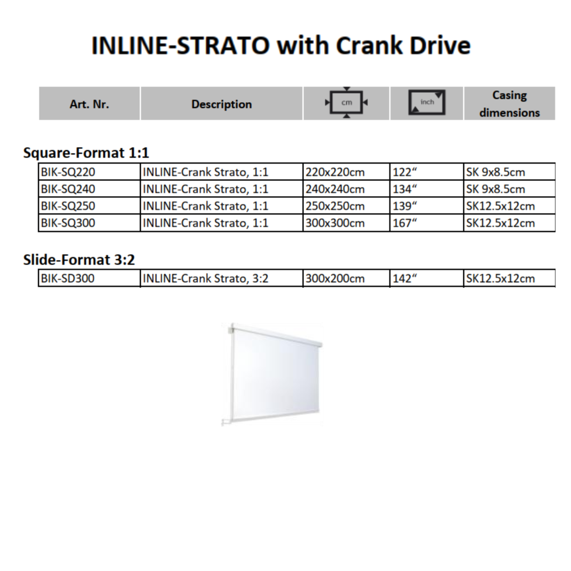 AVSTUMPFL- INLINE-STRATO – Моторизиран Рол-Ъп Проекционен Екран за Големи Формати