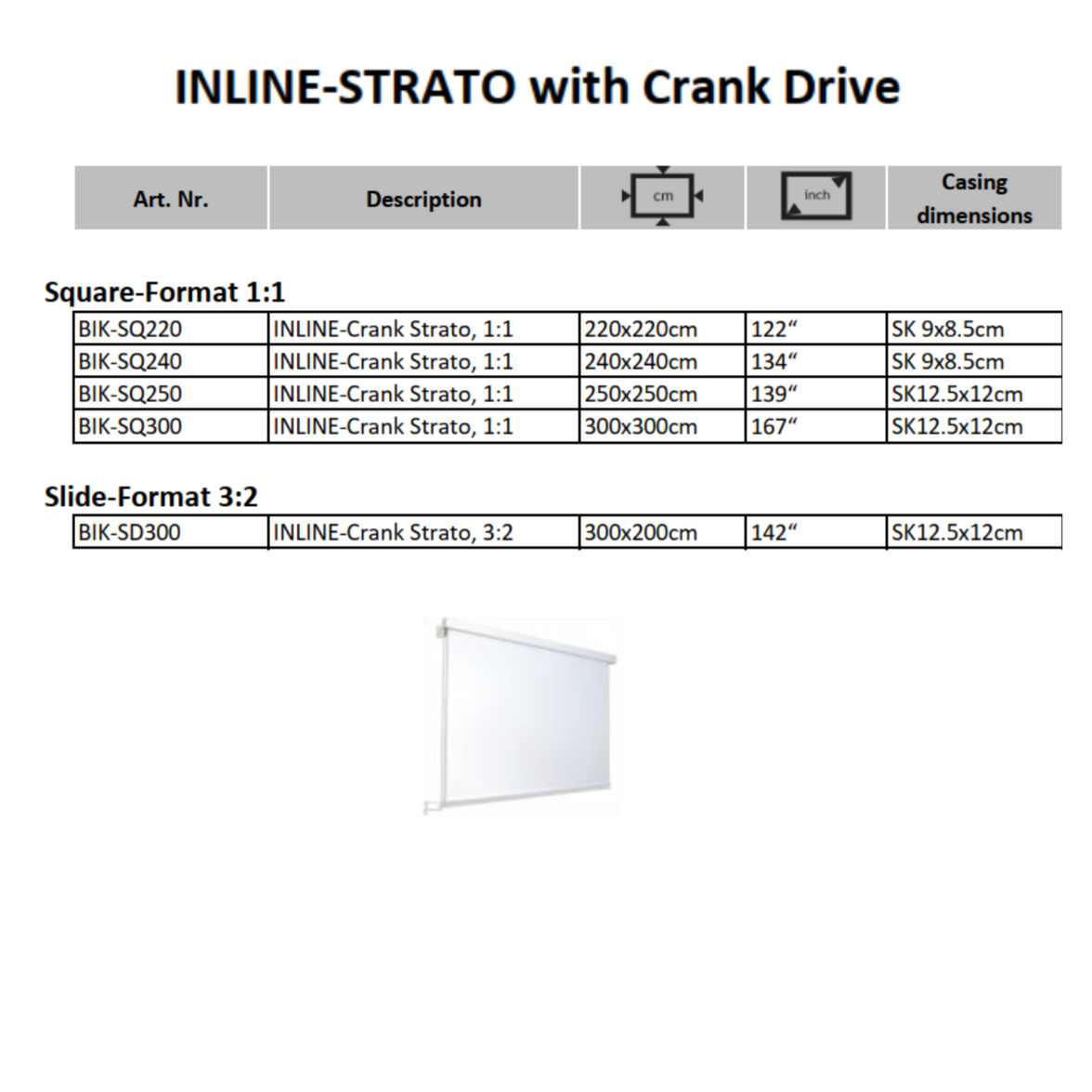AVSTUMPFL- INLINE-STRATO – Моторизиран Рол-Ъп Проекционен Екран за Големи Формати
