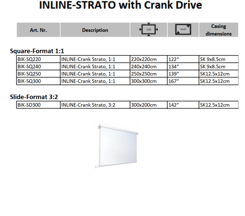 AVSTUMPFL- INLINE-STRATO – Моторизиран Рол-Ъп Проекционен Екран за Големи Формати
