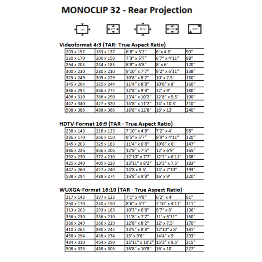 AVSTUMPFL - MONOCLIP 32 - Мобилни екрани за проекция