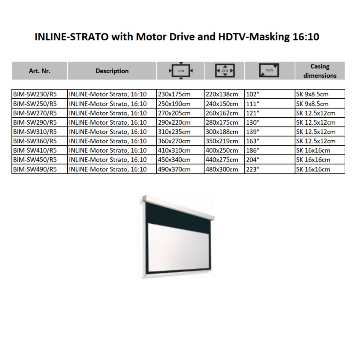 AVSTUMPFL- INLINE-STRATO – Моторизиран Рол-Ъп Проекционен Екран за Големи Формати