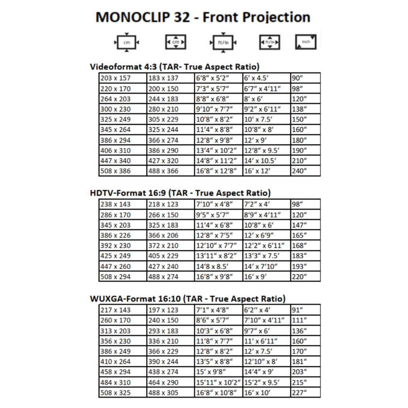 AVSTUMPFL - MONOCLIP 32 - Мобилни екрани за проекция