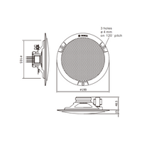 Bosch  - PSP-D00095 Ceiling loudspeaker, 6W, screw mount