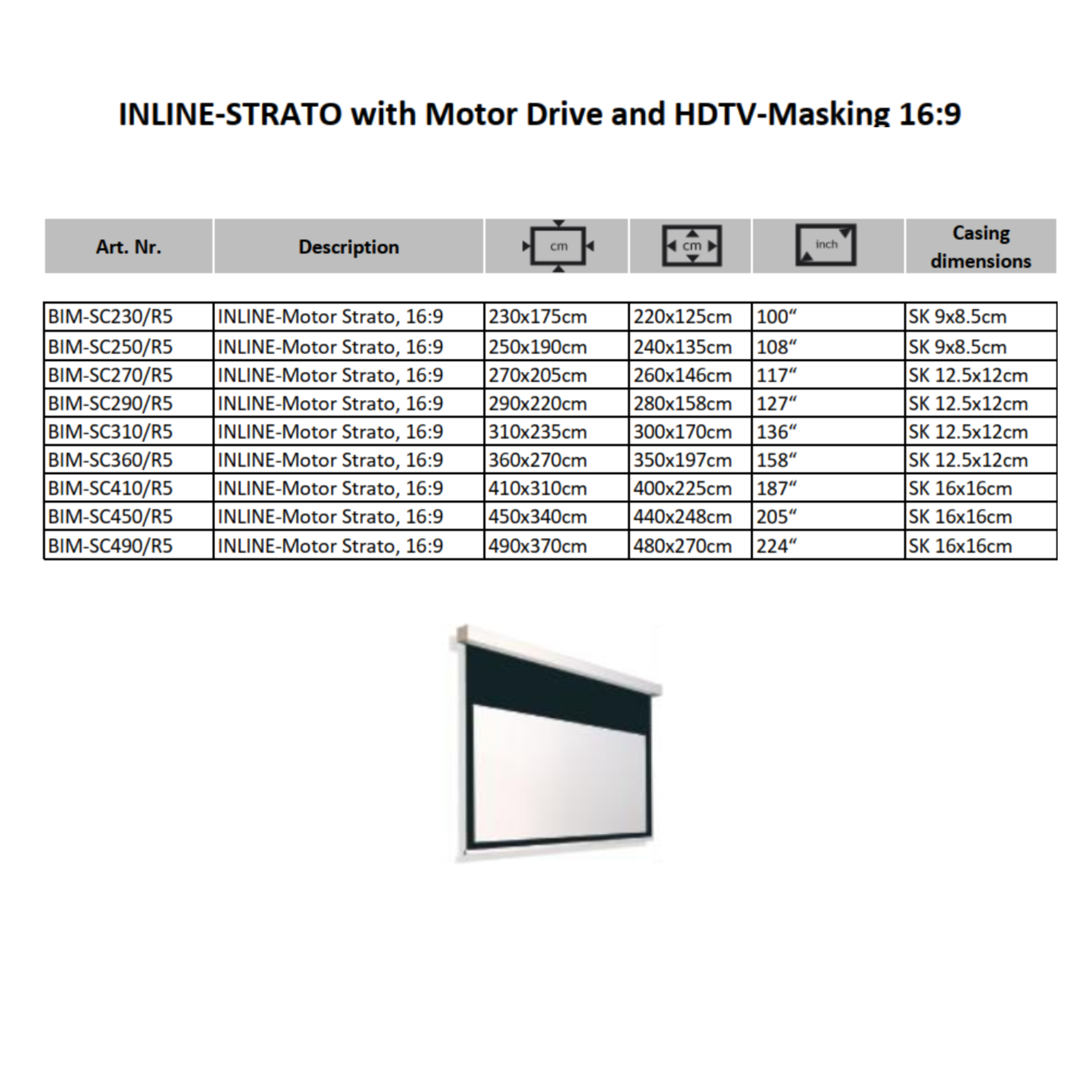 AVSTUMPFL- INLINE-STRATO – Моторизиран Рол-Ъп Проекционен Екран за Големи Формати