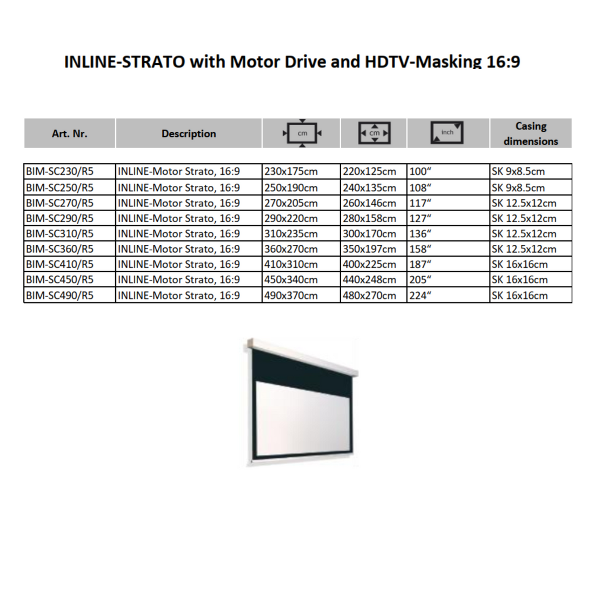 AVSTUMPFL- INLINE-STRATO – Моторизиран Рол-Ъп Проекционен Екран за Големи Формати