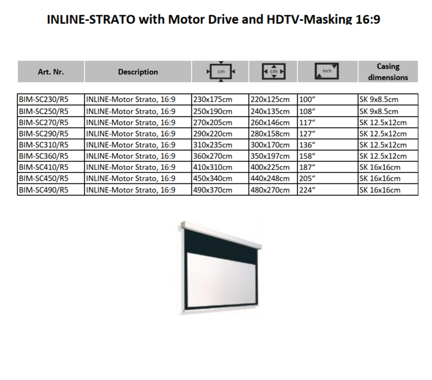 AVSTUMPFL- INLINE-STRATO – Моторизиран Рол-Ъп Проекционен Екран за Големи Формати