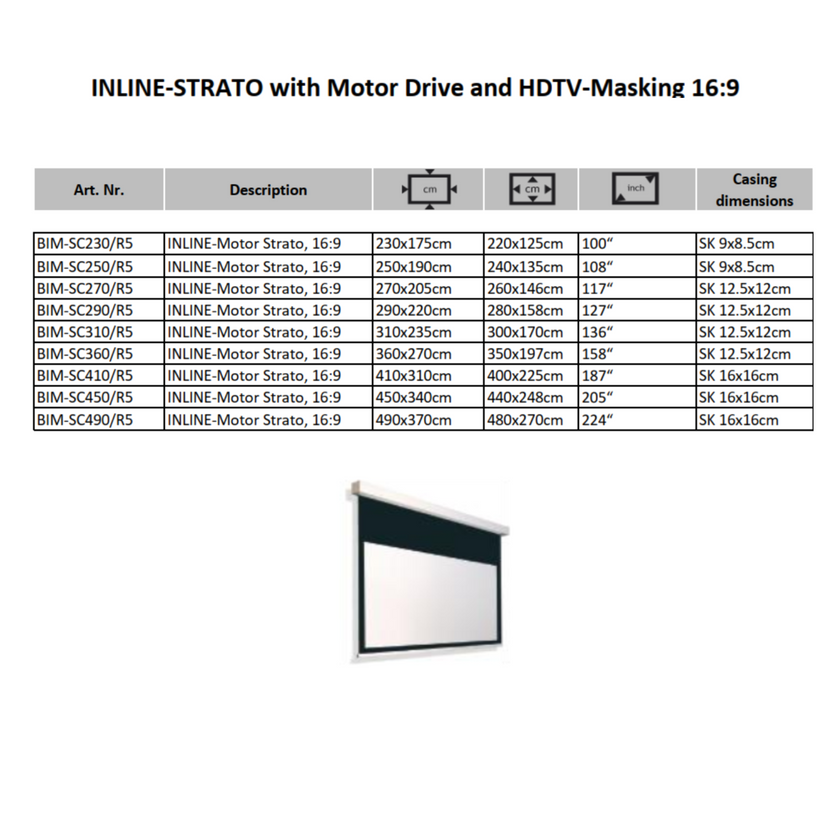 AVSTUMPFL- INLINE-STRATO – Моторизиран Рол-Ъп Проекционен Екран за Големи Формати