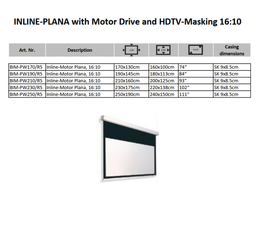 AVSTUMPFL - INLINE-PLANA – Моторизиран Рол-Ъп Проекционен Екран