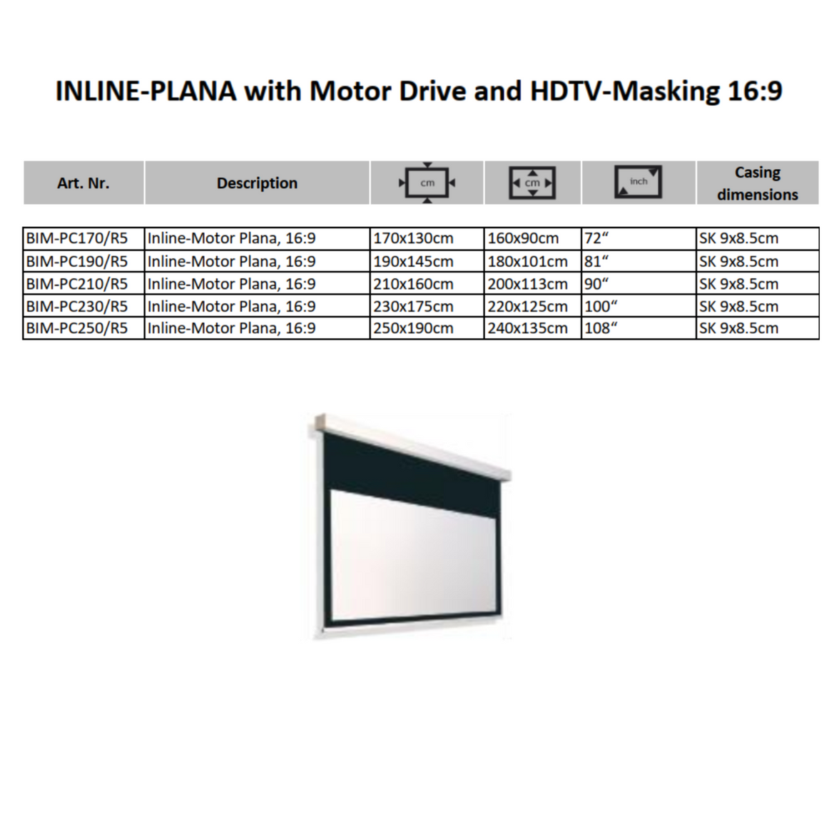 AVSTUMPFL - INLINE-PLANA – Моторизиран Рол-Ъп Проекционен Екран