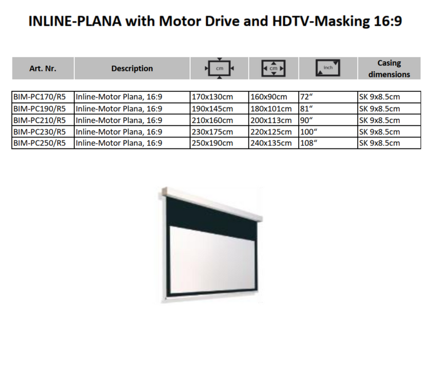 AVSTUMPFL - INLINE-PLANA – Моторизиран Рол-Ъп Проекционен Екран