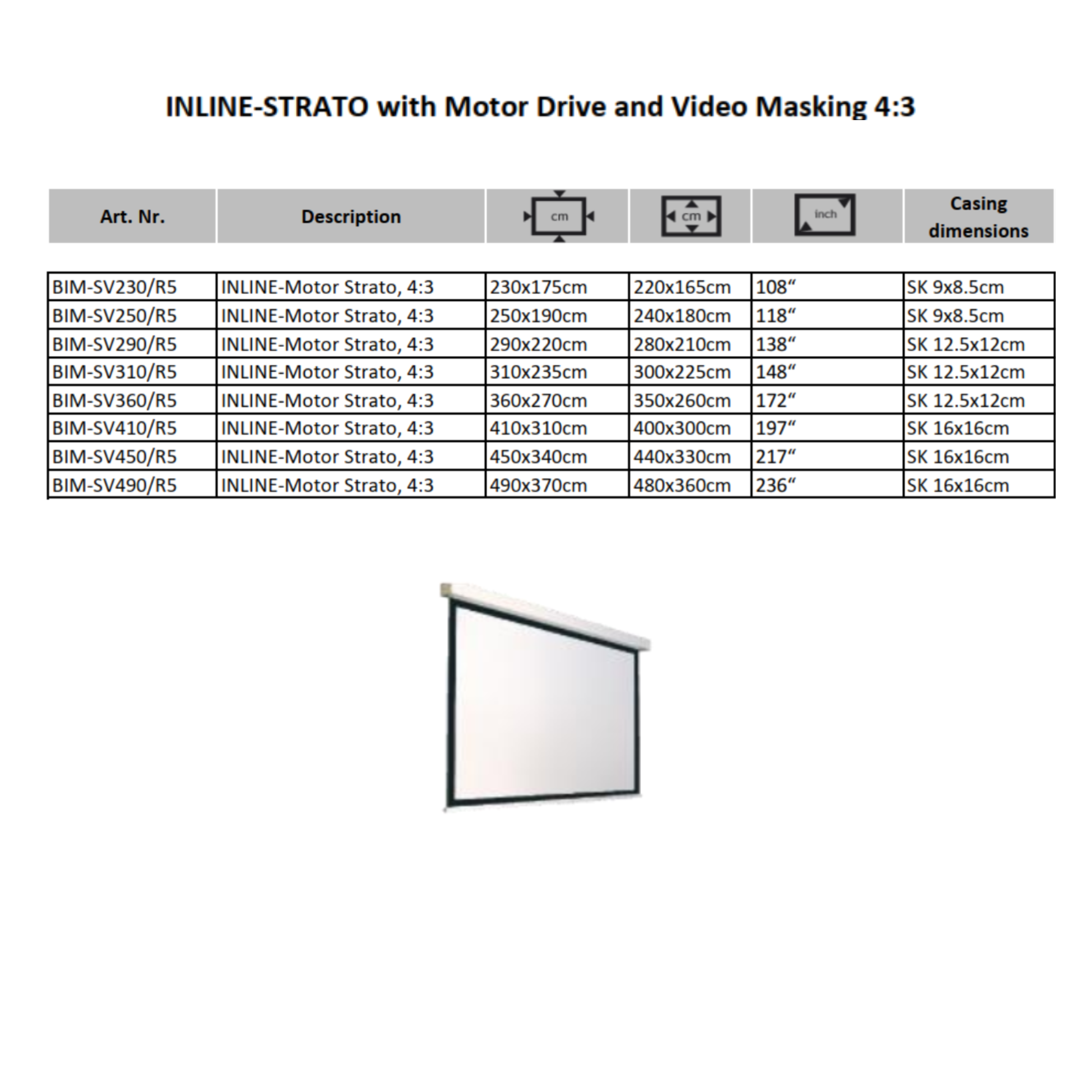 AVSTUMPFL- INLINE-STRATO – Моторизиран Рол-Ъп Проекционен Екран за Големи Формати