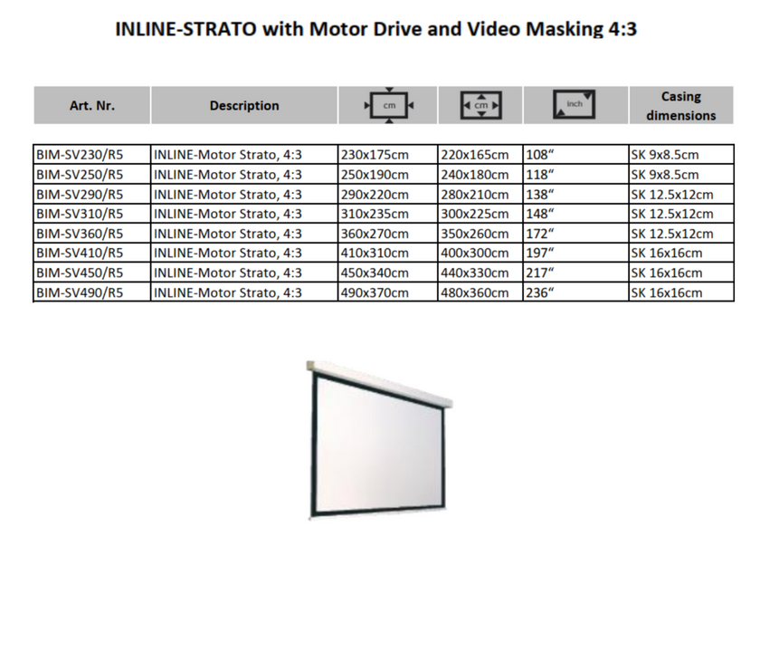 AVSTUMPFL- INLINE-STRATO – Моторизиран Рол-Ъп Проекционен Екран за Големи Формати