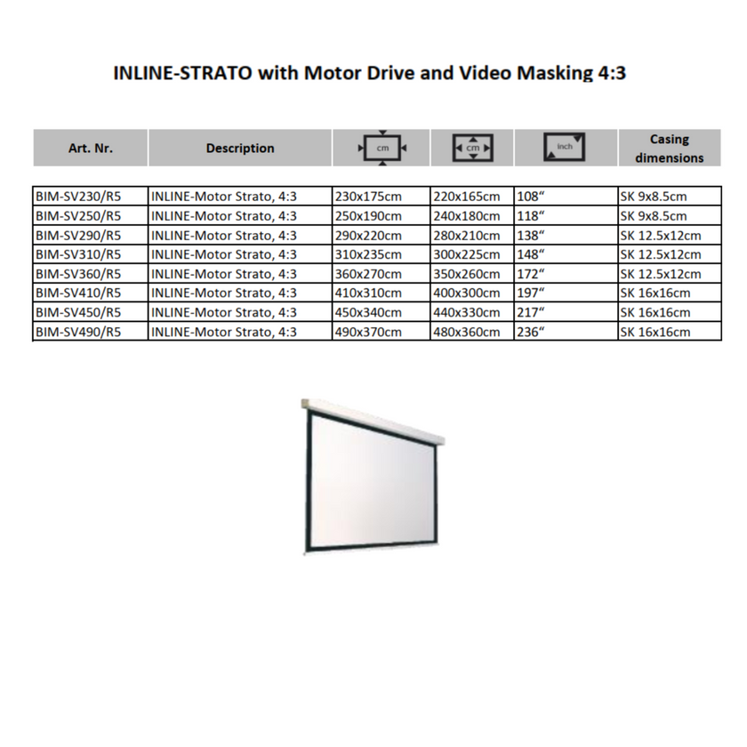 AVSTUMPFL- INLINE-STRATO – Моторизиран Рол-Ъп Проекционен Екран за Големи Формати