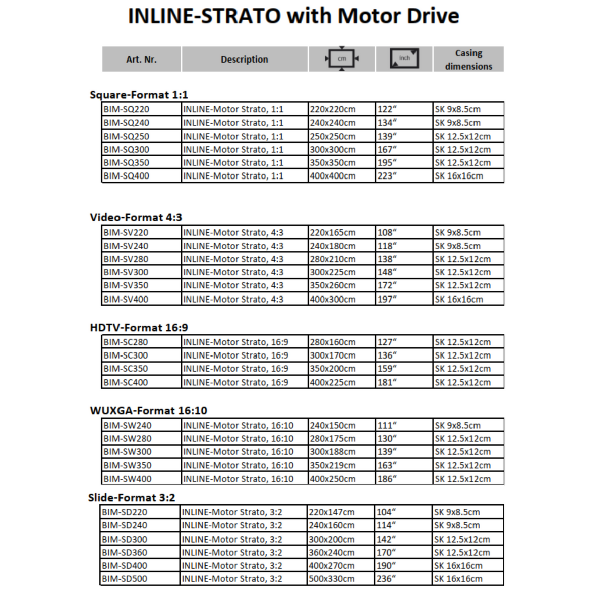 AVSTUMPFL- INLINE-STRATO – Моторизиран Рол-Ъп Проекционен Екран за Големи Формати