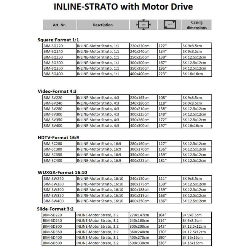 AVSTUMPFL- INLINE-STRATO – Моторизиран Рол-Ъп Проекционен Екран за Големи Формати