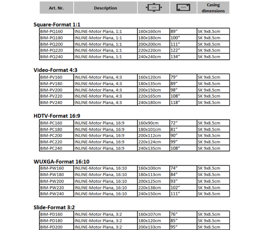 AVSTUMPFL - INLINE-PLANA – Моторизиран Рол-Ъп Проекционен Екран